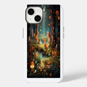 Cute Cartoon Forest Fairy Tail Fox Mushroom Floral iPhone 14 Case