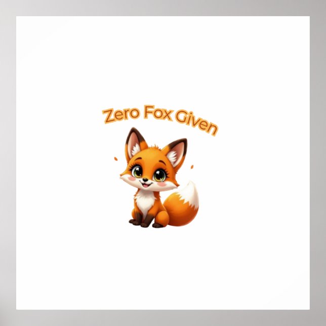 Cute Cartoon Fox – Adorable Kawaii Style Poster (Front)