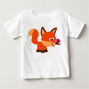 Cute Cartoon Fox And Butterfly Baby T-Shirt
