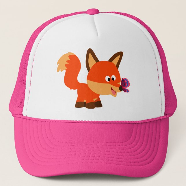 Cute Cartoon Fox  And Butterfly Hat (Front)