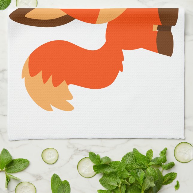 Cute Cartoon Fox  And Butterfly Kitchen Towel (Folded)