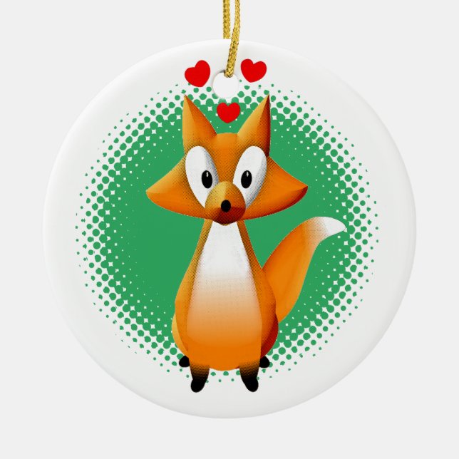 Cute Cartoon Fox Animal Ceramic Ceramic Tree Decoration (Front)