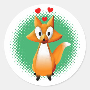 Cute Cartoon Fox Animal Classic Round Sticker