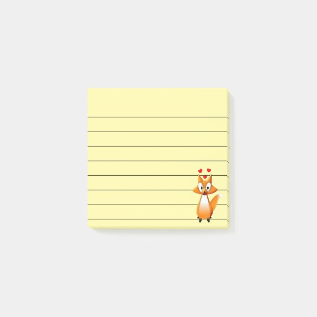 Cute Cartoon Fox Animal Lined 3x3 Post-it Notes (Front)