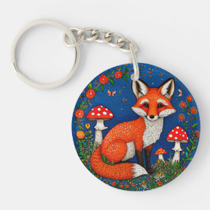 Cute cartoon fox key ring