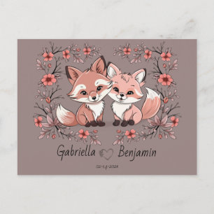 Cute Cartoon Fox Lovers Heart Valentine’s Day Postcard