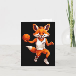 Cute Cartoon Fox Playing Basball Card