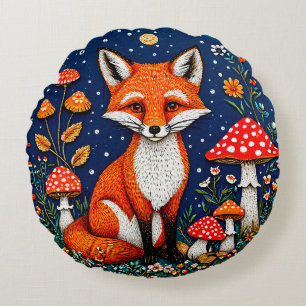 Cute cartoon fox round cushion
