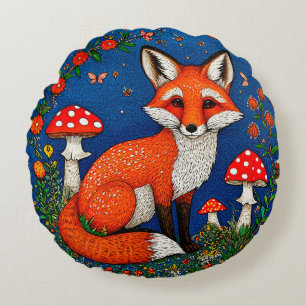 Cute cartoon fox round cushion