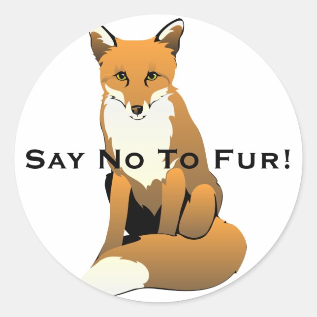 Cute Cartoon Fox Sitting On Ground Classic Round Sticker (Front)