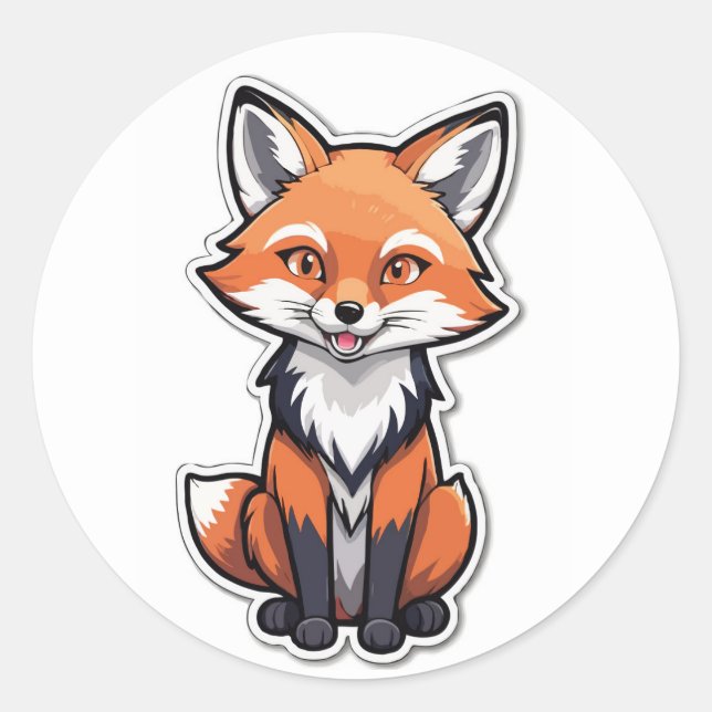 Cute Cartoon Fox Sticker - Wildlife Creature   (Front)