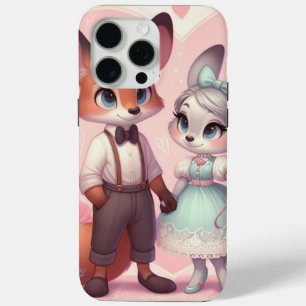 Cute cartoon foxes Valentine's day iPhone 15 Pro Max Case