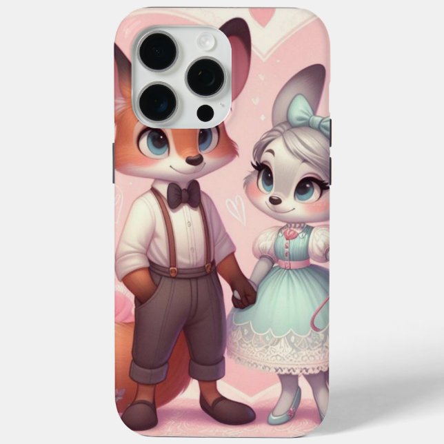 Cute cartoon foxes Valentine's day Case-Mate iPhone Case (Back)