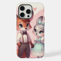 Cute cartoon foxes Valentine's day