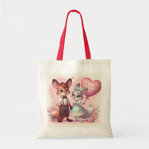 Cute cartoon foxes Valentine's day Tote Bag