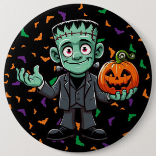Cute, cartoon Frankenstein's monster button