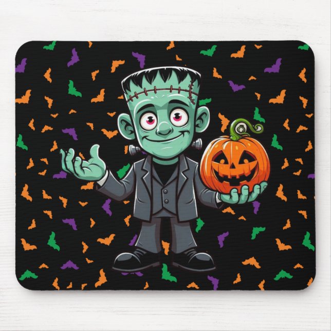 Cute, cartoon Frankenstein's monster Mouse Mat (Front)