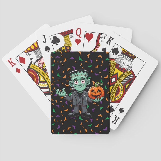 Cute, cartoon Frankenstein's monster Playing Cards (Back)