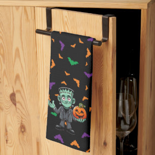 Cute, cartoon Frankenstein's monster Tea Towel