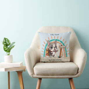 Cute Cartoon French Bulldog Back to School student Cushion