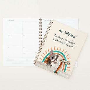 Cute Cartoon French Bulldog Back to School teacher Planner