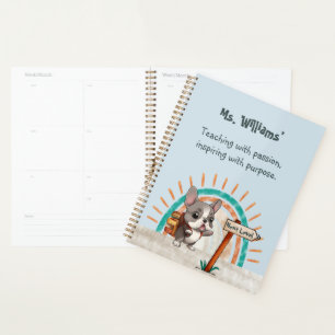 Cute Cartoon French Bulldog Back to School teacher Planner