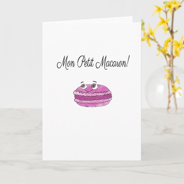Cute Cartoon French Cookies Macaron  Card (Yellow Flower)