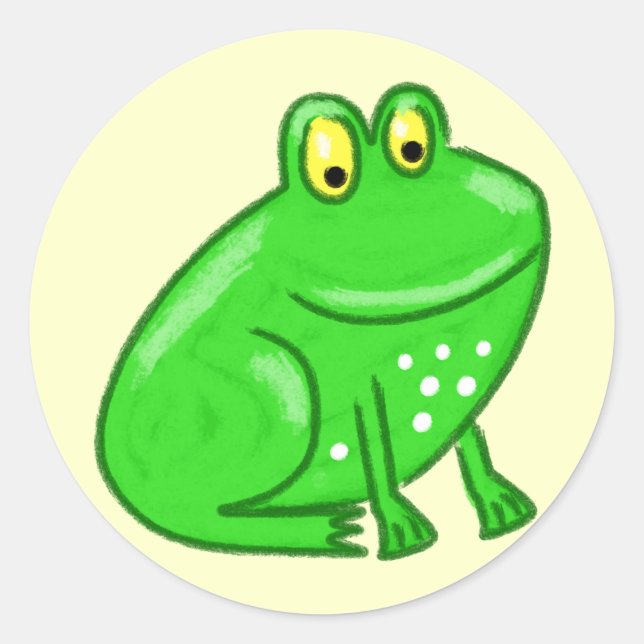 Cute Cartoon Frog Classic Round Sticker (Front)