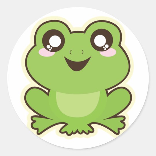 Cute Cartoon Frog Classic Round Sticker Zazzle Co Uk