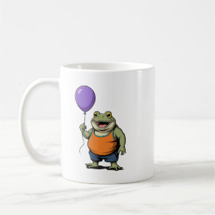 Cute Cartoon Frog Holding Purple Balloon Coffee Mug