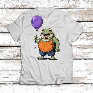 Cute Cartoon Frog Holding Purple Balloon T-Shirt