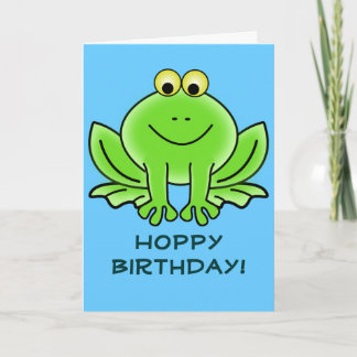 Cute Cartoon Frog Hoppy Birthday Funny Greeting Card