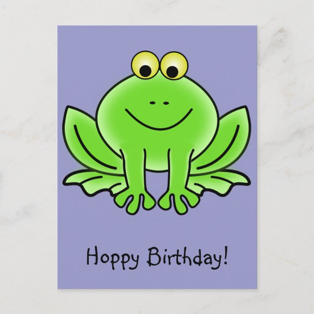 Cute Cartoon Frog Hoppy Birthday Funny Greeting Postcard (Front)
