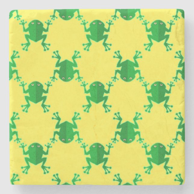 Cute Cartoon Frogs Stone Coaster (Front)