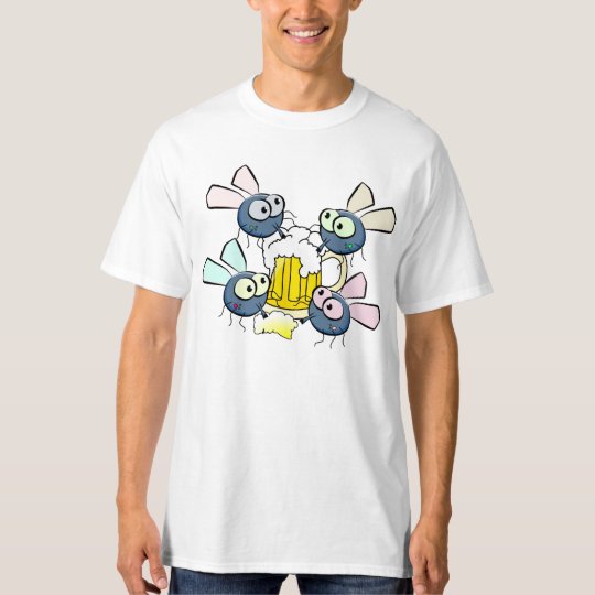 Cute Cartoon Fruit Flies Drinking Beer T-Shirt