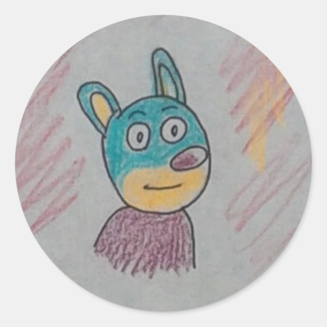 Cute Cartoon Funny Animal Classic Round Sticker (Front)