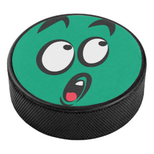 Cute Cartoon Funny Face in Shock Hockey Puck