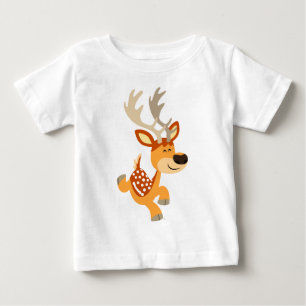 Cute Cartoon Gamboling Fallow Deer Baby T-Shirt