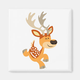 Cute Cartoon Gamboling Fallow Deer Magnet