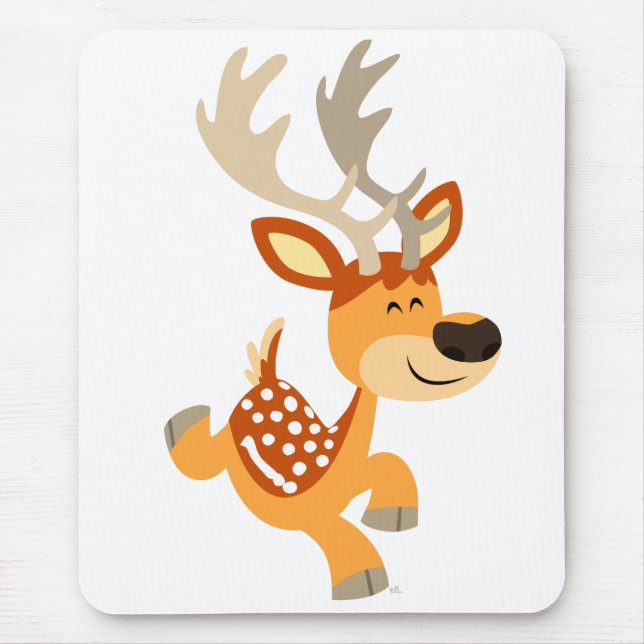 Cute Cartoon Gamboling Fallow Deer Mousepad (Front)