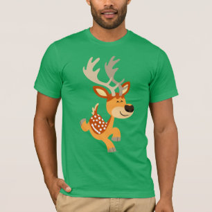 Cute Cartoon Gamboling Fallow Deer T-Shirt