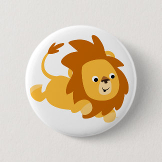 Cute Cartoon Gamboling Lion Button Badge