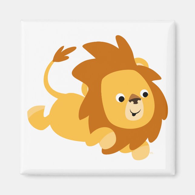 Cute Cartoon Gamboling Lion Magnet (Front)