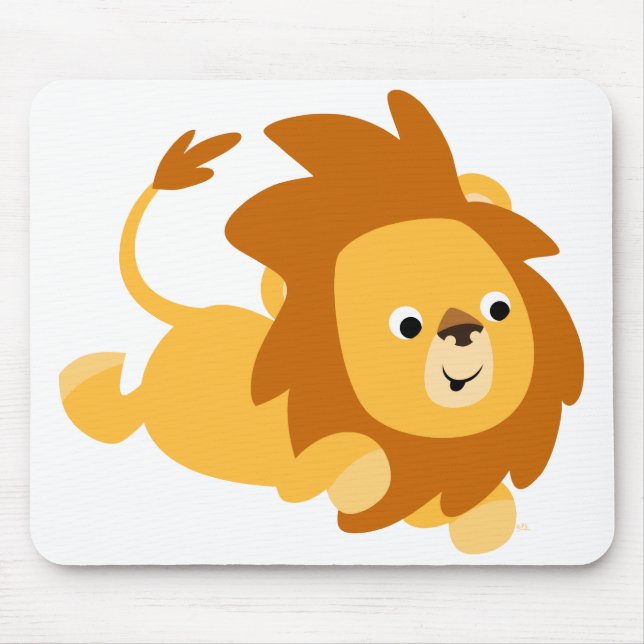 Cute Cartoon Gamboling Lion Mousepad (Front)
