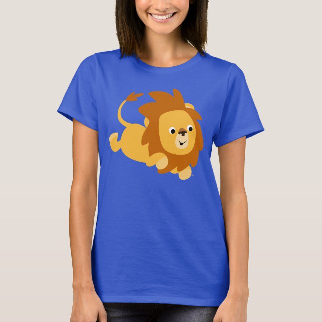 Cute Cartoon Gamboling Lion Women T-Shirt (Front)