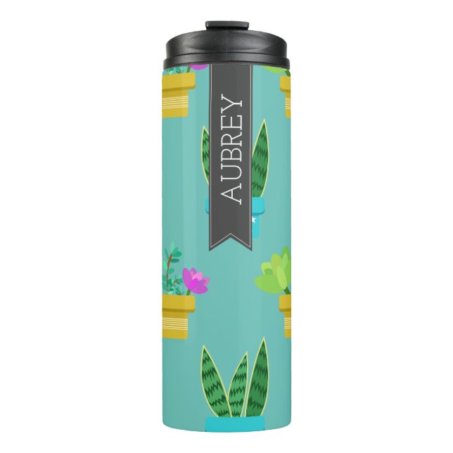 Cute Cartoon Garden Succulents Thermal Tumbler (Front)