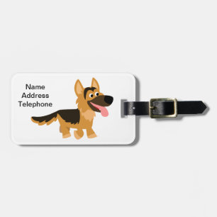 Cute Cartoon German Shepherd Dog Luggage Tag