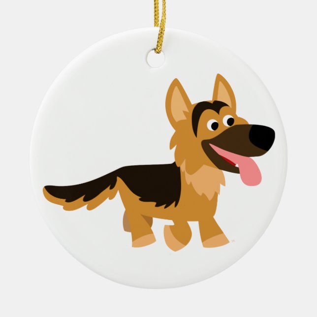 Cute Cartoon German Shepherd Dog Ornament (Front)