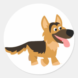 Cute Cartoon German Shepherd Dog Sticker
