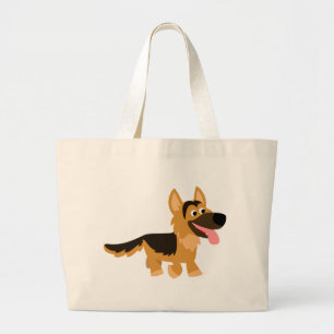 Cute Cartoon German Shepherd Dog Tote Bag